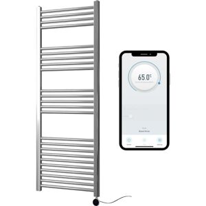 Manissa - Chrome Electric Smart WiFi Controlled Heated Towel Rail 500mm w x 1400mm h Straight 7 Day Programmable Timer App Compatibility Manissa - Chrome Electric Smart WiFi Controlled Heated Towel Rail 500mm w x 1400mm h Straight 7 Day Programmable Timer App Compatibility