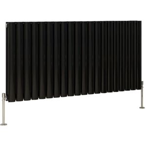NRG Designer Oval Column Radiator Bathroom Central Heating Rads Black with Angle Square Valve Horizontal Double 600x1180mm NRG Designer Oval Column Radiator Bathroom Central Heating Rads Black with Angle Square Valve Horizontal Double 600x1180mm