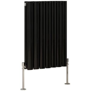 NRG - Designer Oval Column Radiator Bathroom Central Heating Rads Black with Angle Square Valve Horizontal Double 600x413mm NRG - Designer Oval Column Radiator Bathroom Central Heating Rads Black with Angle Square Valve Horizontal Double 600x413mm
