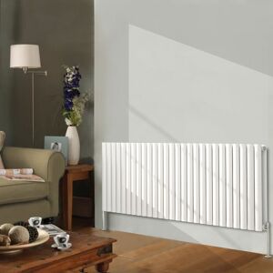 NRG - Designer Radiator White Oval Column Central Heating Rads Horizontal 600x1593mm Double NRG - Designer Radiator White Oval Column Central Heating Rads Horizontal 600x1593mm Double