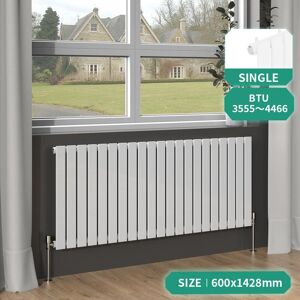 NRG - Designer Radiator White Flat Panel Column Bathroom Central Heating Horizontal 600x1428mm Single NRG - Designer Radiator White Flat Panel Column Bathroom Central Heating Horizontal 600x1428mm Single