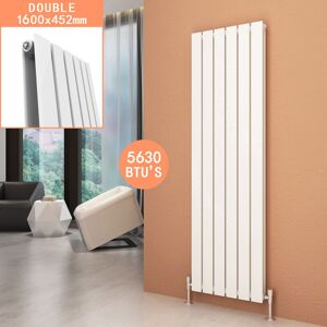 Elegant - Designer Central Heating Vertical Column Radiator 1600 x 452 mm White Double Flat Panel Rads Elegant - Designer Central Heating Vertical Column Radiator 1600 x 452 mm White Double Flat Panel Rads