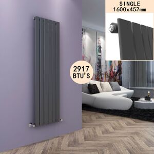 Elegant - Designer Central Heating Vertical Column Radiator Anthracite Single Flat Panel 1600 x 452mm Elegant - Designer Central Heating Vertical Column Radiator Anthracite Single Flat Panel 1600 x 452mm