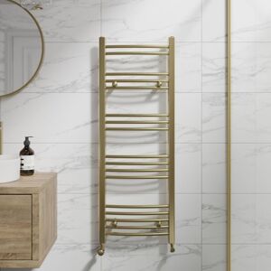 Duratherm - Brushed Brass Curved Heated Towel Rail Bathroom Radiator Designer 1200 x 450mm Duratherm - Brushed Brass Curved Heated Towel Rail Bathroom Radiator Designer 1200 x 450mm