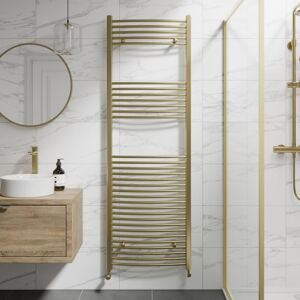 Duratherm - Brushed Brass Curved Heated Towel Rail Bathroom Radiator Designer 1800 x 600mm Duratherm - Brushed Brass Curved Heated Towel Rail Bathroom Radiator Designer 1800 x 600mm