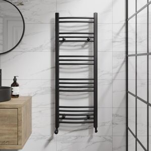 Duratherm - Matt Black Curved Heated Towel Rail Bathroom Radiator Designer 1200 x 450mm Duratherm - Matt Black Curved Heated Towel Rail Bathroom Radiator Designer 1200 x 450mm