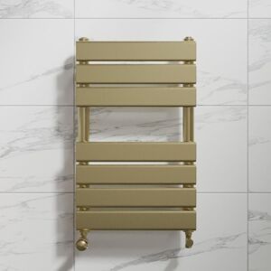 Duratherm - Brushed Brass Flat Panel Heated Towel Rail Bathroom Radiator 650 x 400mm Duratherm - Brushed Brass Flat Panel Heated Towel Rail Bathroom Radiator 650 x 400mm