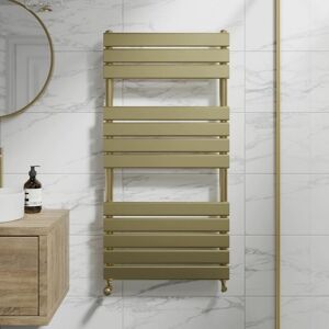 Duratherm - Brushed Brass Flat Panel Heated Towel Rail Bathroom Radiator 1200 x 600mm Duratherm - Brushed Brass Flat Panel Heated Towel Rail Bathroom Radiator 1200 x 600mm