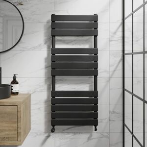 Duratherm Black Flat Panel Heated Towel Rail Bathroom Radiator 1200 x 500mm Duratherm Black Flat Panel Heated Towel Rail Bathroom Radiator 1200 x 500mm