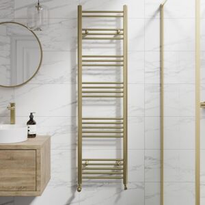 Duratherm - Brushed Brass Flat Straight Heated Towel Rail Bathroom Radiator Designer 1600 x 450mm Duratherm - Brushed Brass Flat Straight Heated Towel Rail Bathroom Radiator Designer 1600 x 450mm