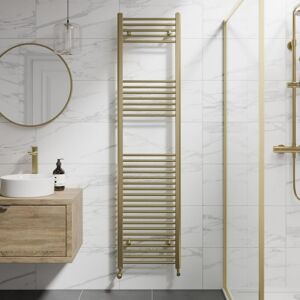 Duratherm - Brushed Brass Flat Straight Heated Towel Rail Bathroom Radiator Designer 1800 x 450mm Duratherm - Brushed Brass Flat Straight Heated Towel Rail Bathroom Radiator Designer 1800 x 450mm