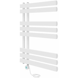 NRG - Electric Bathroom Prefilled D-shape Heated Towel Rail Radiator Thermostatic Heating Rads 800x600mm White NRG - Electric Bathroom Prefilled D-shape Heated Towel Rail Radiator Thermostatic Heating Rads 800x600mm White