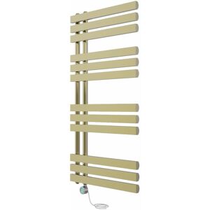 NRG Electric Bathroom Prefilled D-shape Heated Towel Rail Radiator Thermostatic Heating Rads 1200x600mm Brushed Brass NRG Electric Bathroom Prefilled D-shape Heated Towel Rail Radiator Thermostatic Heating Rads 1200x600mm Brushed Brass