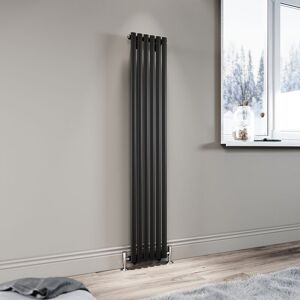 ELEGANT 1600 x 294mm Matte Black Designer Radiator Vertical Oval Panel Rad Modern Steel Heater Central Heating Bathroom Single Panel ELEGANT 1600 x 294mm Matte Black Designer Radiator Vertical Oval Panel Rad Modern Steel Heater Central Heating Bathroom Single Panel