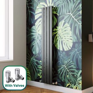 Elegant - 1600 x 300 mm Anthracite Vertical Column Rads Single Flat Panel Designer Radiators Super heat output + Angled Radiator Valves Elegant - 1600 x 300 mm Anthracite Vertical Column Rads Single Flat Panel Designer Radiators Super heat output + Angled Radiator Valves