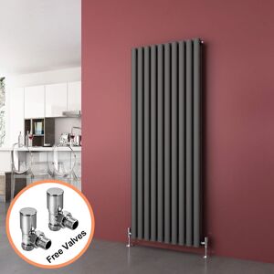 ELEGANT 1600 x 590 mm Vertical Column Designer Radiator Double Oval Panel Anthracite Central Heating Radiators + Angled Radiator Valves ELEGANT 1600 x 590 mm Vertical Column Designer Radiator Double Oval Panel Anthracite Central Heating Radiators + Angled Radiator Valves