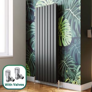 Elegant - 1600 x 608 mm Anthracite Designer Vertical Column Radiator Double Flat Panel Designer Bathroom Radiator + Angled Radiator Valves Elegant - 1600 x 608 mm Anthracite Designer Vertical Column Radiator Double Flat Panel Designer Bathroom Radiator + Angled Radiator Valves