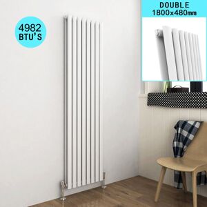 Elegant - Modern White Vertical Tall Column Radiator 1800x480mm Double Oval Panel Designer High Thermal Conductivity Radiator Elegant - Modern White Vertical Tall Column Radiator 1800x480mm Double Oval Panel Designer High Thermal Conductivity Radiator