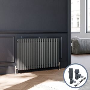 ELEGANT 600 x 1010 mm Traditional Horizontal Radiator Anthracite Triple Column Radiator Central Heating Column Rads + Anthracite Thermostatic ELEGANT 600 x 1010 mm Traditional Horizontal Radiator Anthracite Triple Column Radiator Central Heating Column Rads + Anthracite Thermostatic