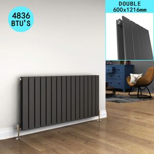 Elegant - 600 x 1216 mm Anthracite Designer Radiator Horizontal Column Double Flat Panel Central Heating Radiator Elegant - 600 x 1216 mm Anthracite Designer Radiator Horizontal Column Double Flat Panel Central Heating Radiator
