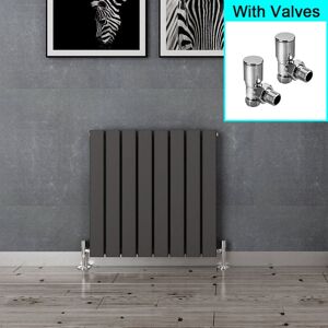 Elegant - 600 x 600 mm Anthracite Column Designer Rads Horizontal Heaters For Home Low Energy Single Flat Panel Radiator + Angled Radiator Valves Elegant - 600 x 600 mm Anthracite Column Designer Rads Horizontal Heaters For Home Low Energy Single Flat Panel Radiator + Angled Radiator Valves