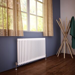 Elegant - 600 x 988 mm Traditional Radiator Cast Iron Style Horizontal Radiator White 2 Column Radiators + White Thermostatic Radiator Valves Elegant - 600 x 988 mm Traditional Radiator Cast Iron Style Horizontal Radiator White 2 Column Radiators + White Thermostatic Radiator Valves