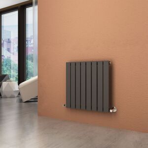 Elegant - 600x608mm Horizontal Designer Flat Panel Column Radiator Anthracite Central Heating with Angled Radiator Valves Elegant - 600x608mm Horizontal Designer Flat Panel Column Radiator Anthracite Central Heating with Angled Radiator Valves