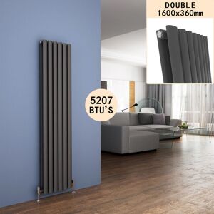 Elegant - Anthracite Radiators Double 1600 x 360mm Oval Column Kitchen Panel Heater Designer Vertical Radiator Elegant - Anthracite Radiators Double 1600 x 360mm Oval Column Kitchen Panel Heater Designer Vertical Radiator