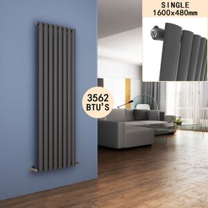 Elegant - Column Radiators Anthracite 1600 x 480mm Oval Single Panel Heater Designer Vertical Radiator Elegant - Column Radiators Anthracite 1600 x 480mm Oval Single Panel Heater Designer Vertical Radiator