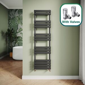 ELEGANT Modern Central Heating Towel Radiator Bathroom Flat Panel Heated Towel Rail 1600x450mm Black + Angled Radiator Valves ELEGANT Modern Central Heating Towel Radiator Bathroom Flat Panel Heated Towel Rail 1600x450mm Black + Angled Radiator Valves