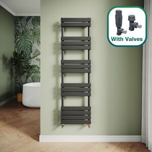 ELEGANT Modern Central Heating Towel Radiator Bathroom Flat Panel Heated Towel Rail 1600x450mm Black + Anthracite Thermostatic Radiator Valves ELEGANT Modern Central Heating Towel Radiator Bathroom Flat Panel Heated Towel Rail 1600x450mm Black + Anthracite Thermostatic Radiator Valves
