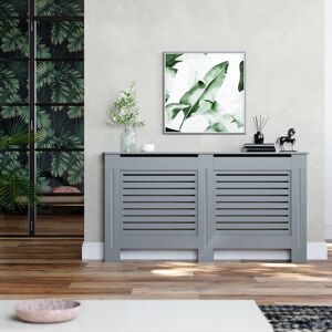 Elegant - Radiator Cover Large Horizontal Slat Radiator Shelves Grey Painted Modern mdf Cabinet for Living Room Bedroom Elegant - Radiator Cover Large Horizontal Slat Radiator Shelves Grey Painted Modern mdf Cabinet for Living Room Bedroom