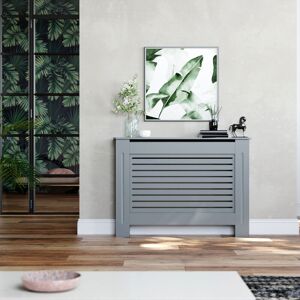 Elegant - Grey Medium Radiator Covers Horizontal Slat mdf Paint Cabinet Radiator Shelves for Office, Living Room, Bedroom Elegant - Grey Medium Radiator Covers Horizontal Slat mdf Paint Cabinet Radiator Shelves for Office, Living Room, Bedroom