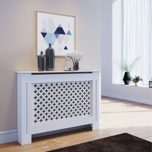 Elegant - Radiator Cover Medium Modern Cross Slat White Painted Cabinet Radiator Shelves for Living Room/Bedroom/Kitchen Elegant - Radiator Cover Medium Modern Cross Slat White Painted Cabinet Radiator Shelves for Living Room/Bedroom/Kitchen