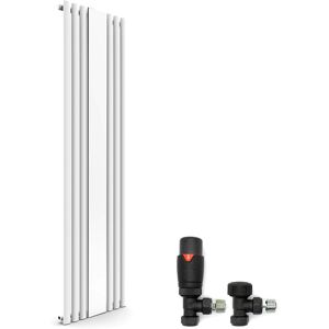 Elegant - Vertical Column Bathroom Radiator 1800 x 499 mm Oval Single Panel Designer Heater White Mirror Radiator + Thermostatic Radiator Valves Elegant - Vertical Column Bathroom Radiator 1800 x 499 mm Oval Single Panel Designer Heater White Mirror Radiator + Thermostatic Radiator Valves