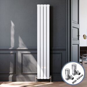 ELEGANT Vertical Flat Column Designer Radiator Wall/Floor Mounted Central Heating Rad 1800x300mm White Flat Double Panel Radiator + Modern Angled ELEGANT Vertical Flat Column Designer Radiator Wall/Floor Mounted Central Heating Rad 1800x300mm White Flat Double Panel Radiator + Modern Angled