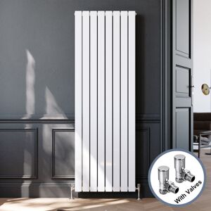 Elegant - Vertical Flat Column Designer Radiator Wall/Floor Mounted Central Heating Rad 1800x608mm White Flat Double Panel Radiator + Modern Angled Elegant - Vertical Flat Column Designer Radiator Wall/Floor Mounted Central Heating Rad 1800x608mm White Flat Double Panel Radiator + Modern Angled