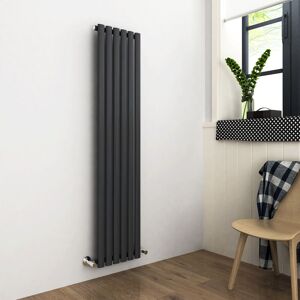 Elegant - Vertical Column Designer Radiator Anthracite Oval Single Panel Rad 1600 x 354mm + Chrome Thermostatic Radiator Valves Elegant - Vertical Column Designer Radiator Anthracite Oval Single Panel Rad 1600 x 354mm + Chrome Thermostatic Radiator Valves