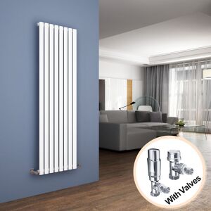 Elegant - Vertical Column Designer Radiator White Oval Single Panel Rad 1600 x 472mm + Chrome Thermostatic Radiator Valves Elegant - Vertical Column Designer Radiator White Oval Single Panel Rad 1600 x 472mm + Chrome Thermostatic Radiator Valves