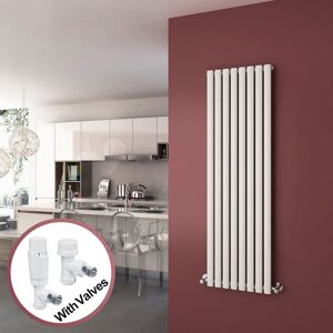 Elegant - Vertical Column Designer Radiator White Oval Single Panel Rad 1600 x 472mm + White Thermostatic Radiator Valves Elegant - Vertical Column Designer Radiator White Oval Single Panel Rad 1600 x 472mm + White Thermostatic Radiator Valves