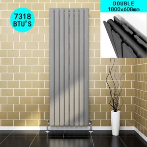 Elegant - Vertical Designer Radiator 1800 x 608 mm Anthracite Double Flat Panel Column Tall Upright Central Heating Radiators Elegant - Vertical Designer Radiator 1800 x 608 mm Anthracite Double Flat Panel Column Tall Upright Central Heating Radiators
