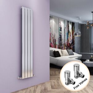 ELEGANT Vertical Flat Column Designer Radiator with Angled Radiator Valves 1600 x 300 mm Chrome Single Central Heating ELEGANT Vertical Flat Column Designer Radiator with Angled Radiator Valves 1600 x 300 mm Chrome Single Central Heating