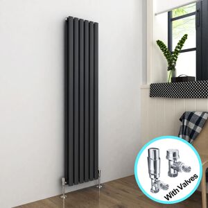 Elegant - Vertical Radiator 1600 x 354mm Double Panel Designer Anthracite Oval Column Heating Rad with Chrome Thermostatic Radiator Valves Elegant - Vertical Radiator 1600 x 354mm Double Panel Designer Anthracite Oval Column Heating Rad with Chrome Thermostatic Radiator Valves