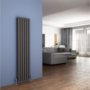 Elegant - Vertical Radiator 1600 x 354mm Double Panel Designer Anthracite Oval Column Heating Rad with Thermostatic Radiator Valves Elegant - Vertical Radiator 1600 x 354mm Double Panel Designer Anthracite Oval Column Heating Rad with Thermostatic Radiator Valves