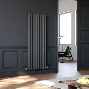 Elegant - Vertical Radiator 1600 x 590mm Double Panel Designer Anthracite Oval Column Heating Rad with Angled Radiator Valves Elegant - Vertical Radiator 1600 x 590mm Double Panel Designer Anthracite Oval Column Heating Rad with Angled Radiator Valves