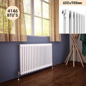 Elegant - White 600 x 988 mm Traditional Radiator Cast Iron Style Horizontal Radiator White Double Horizontal Column Radiators Elegant - White 600 x 988 mm Traditional Radiator Cast Iron Style Horizontal Radiator White Double Horizontal Column Radiators