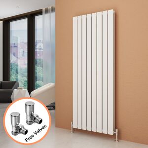 Elegant - White Vertical Radiator 1600x608mm Double Flat Panel Radiator Designer Heater with Angled Radiator Valves Elegant - White Vertical Radiator 1600x608mm Double Flat Panel Radiator Designer Heater with Angled Radiator Valves