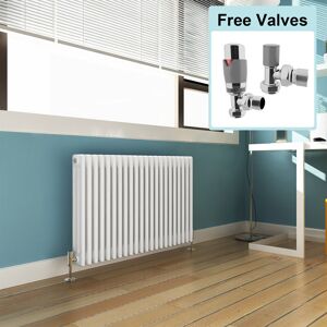 Elegant - 600 x 999 mm Traditional Radiator Cast Iron Style Horizontal Radiator White Triple Horizontal Column Radiators + Chrome Thermostatic Elegant - 600 x 999 mm Traditional Radiator Cast Iron Style Horizontal Radiator White Triple Horizontal Column Radiators + Chrome Thermostatic