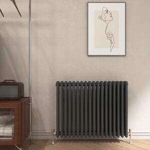 Emke - Cast Iron Rad Traditional 3 Column Horizontal Central Heating Radiator Anthracite, 600x830mm Emke - Cast Iron Rad Traditional 3 Column Horizontal Central Heating Radiator Anthracite, 600x830mm