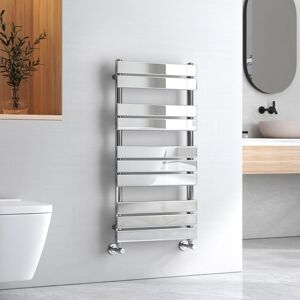 Chrome Flat Panel Heated Towel Rail Bathroom Ladder Radiator Warmer Central Heating Towel Rails 1000 x 500 mm - Emke Chrome Flat Panel Heated Towel Rail Bathroom Ladder Radiator Warmer Central Heating Towel Rails 1000 x 500 mm - Emke